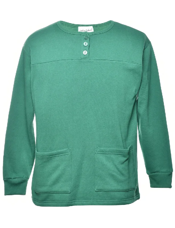 Exquisite Design Green Plain Sweatshirt - M