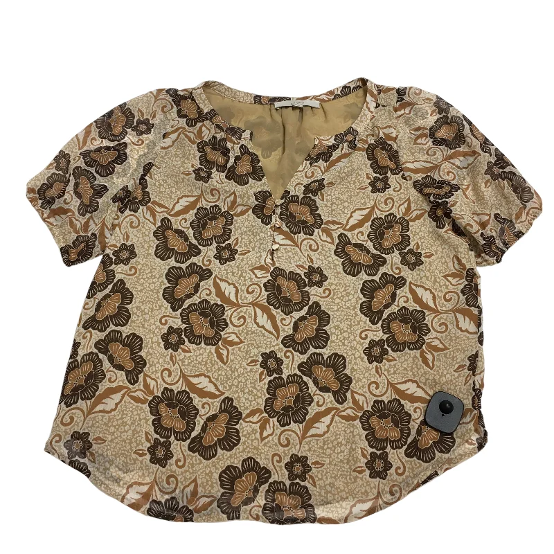 Relaxed Tops Brown Top Short Sleeve Loft, Size S