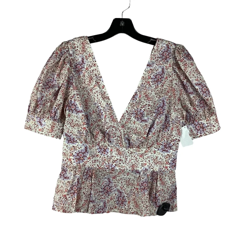 Easy Chic Wear Floral Print Top Short Sleeve J. Crew, Size 2