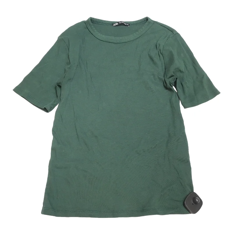 Soft Feel Green Top Short Sleeve Zara, Size L