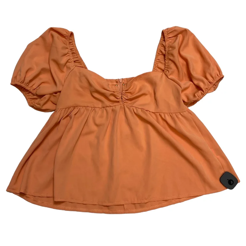 Warm Layers Orange Top Short Sleeve Shein, Size L