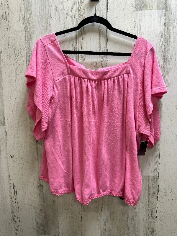 Warm Chic Outfits Pink Top Short Sleeve Umgee, Size M